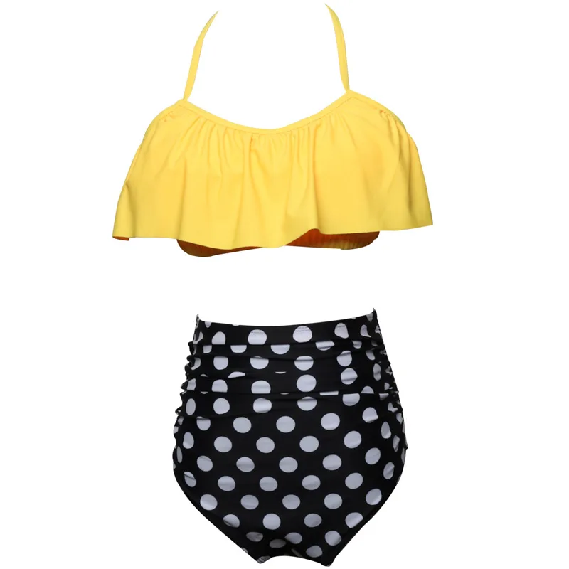 Женский купальник бикини UMLIFE комплект с двойными рюшами и открытыми плечами