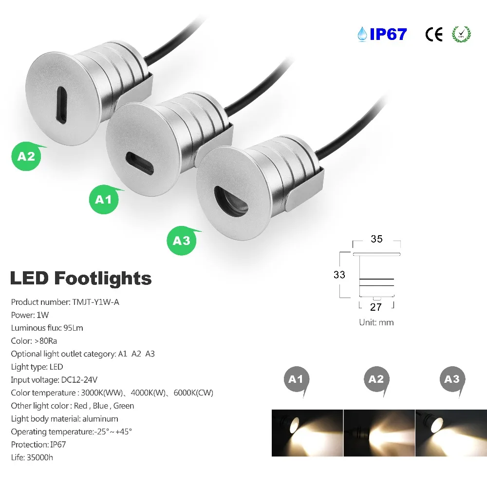 LED Stair Light Recessed Wall Sconce Lamp 1W CREE 12V IP67 Waterproof Outdoor Step Deck Floor Staircase Lighting Kit | Освещение