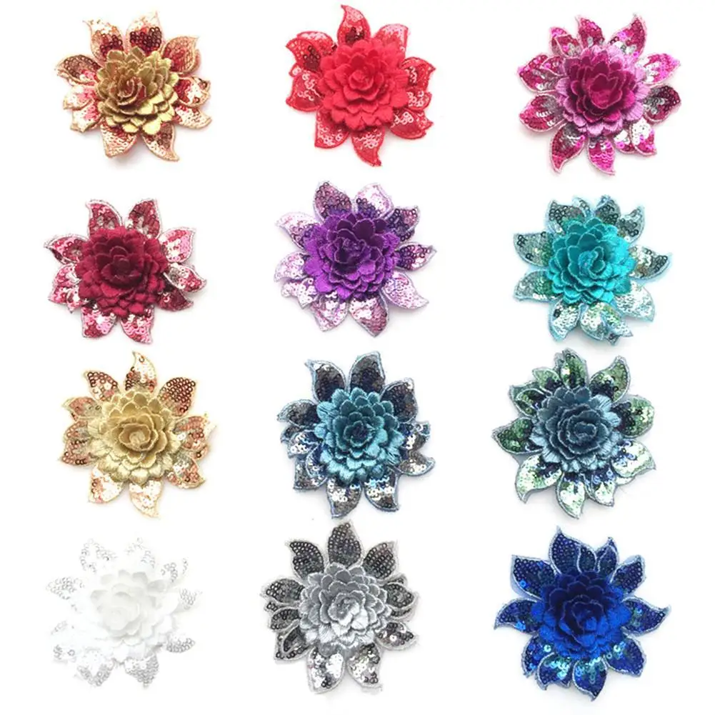 1PC Embroidered Flower Shape Changing Sequins Patch Sewing Clothes DIY Applique Clothing Jeans Craft Drop Shipping | Дом и сад