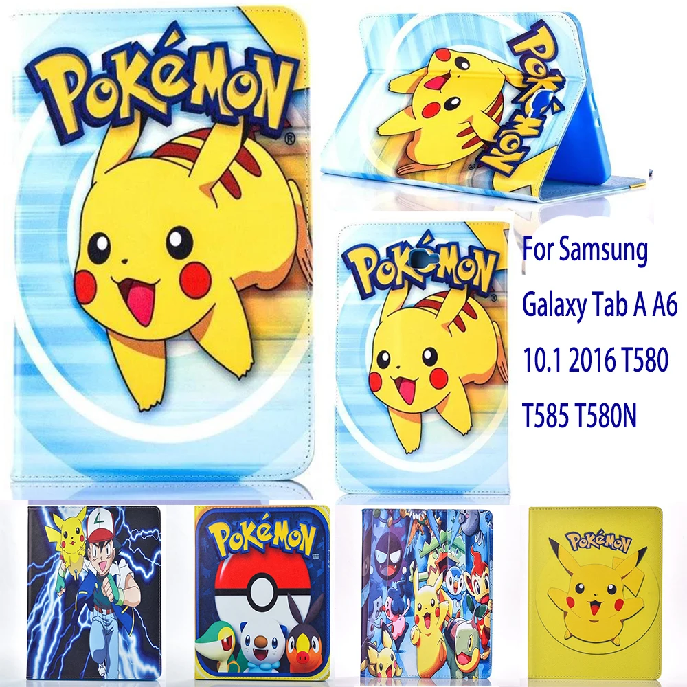 Чехол для Samsung Galaxy Tab A A6 10,1 T580 T585 T580N чехол «Pokemon Go» с забавным рисунком Пикачу tablet крышка флип-чехол с подставкой coque para