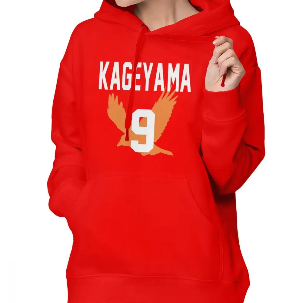 Номер 2 Толстовка Haikyuu Джерси Kageyama номер толстовки хлопковые красные толстовки женские с длинным рукавом Уличная одежда Простой пуловер Толстовка - Цвет: Красный