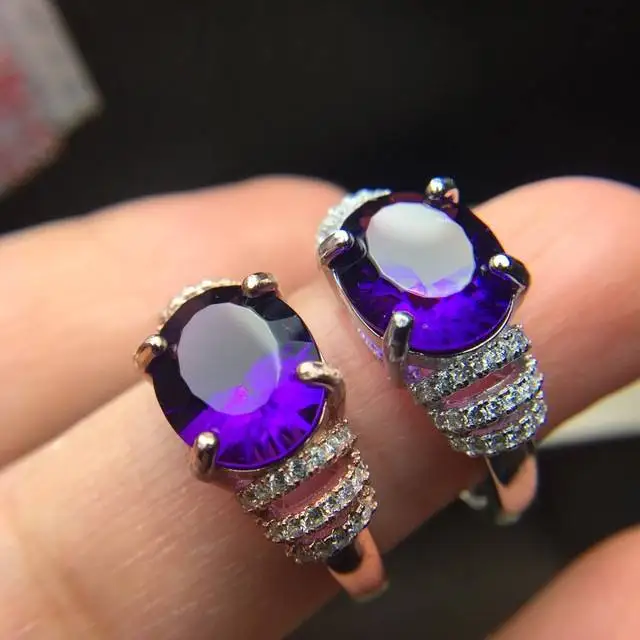 

KJJEAXCMY Colorful Jewelry 925 Silver Inlaid Amethyst Ring Woman's Protagonist
