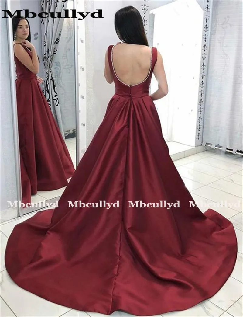 Длинные Выпускные платья Mbcullyd с бусинами и V-образным вырезом для женщин 2020