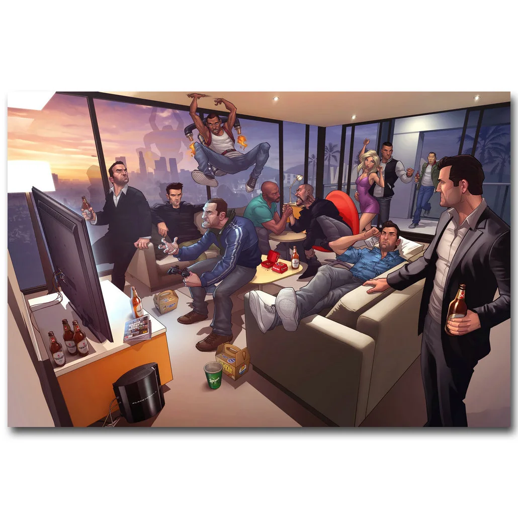 Grand Theft Auto V художественный постер из шелковой ткани с принтом 13x20 24x36 дюймов