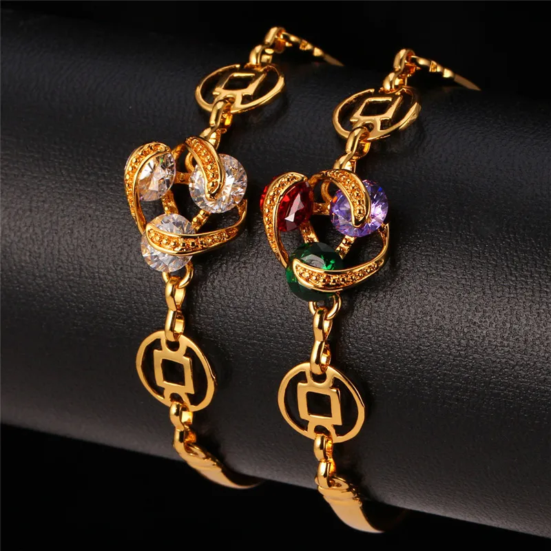 U7 Циркон Браслет Для Женщин Подарок Позолоченные Ювелирные Изделия Цепи С