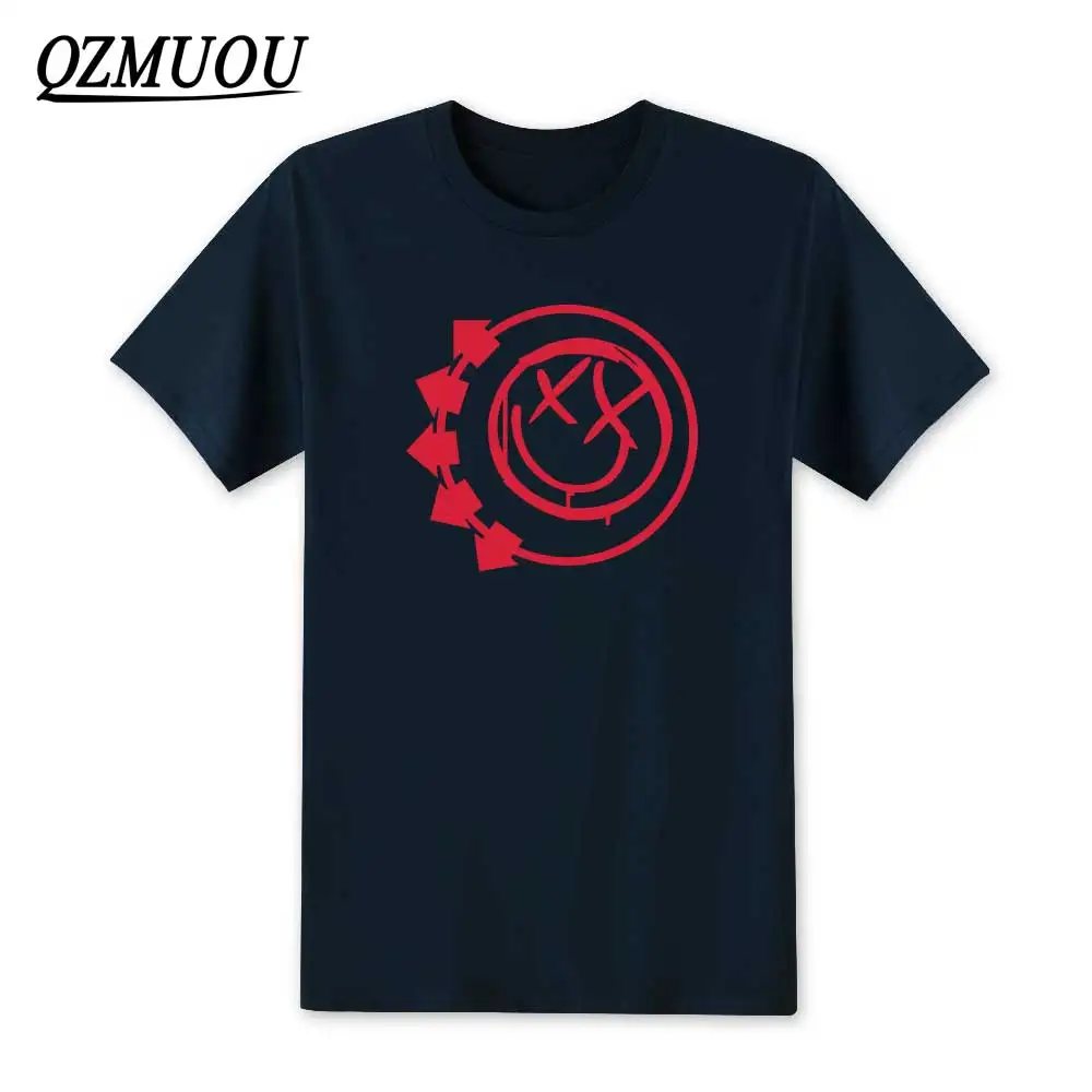 Navy2 Новинка, модные футболки Blink 182 со смайликом в стиле панк-рок-ролл, футболка с поп-музыкой, мужские повседневные хлопковые футболки с круглым вырезом, размер XS-XXL - Цвет: Navy2