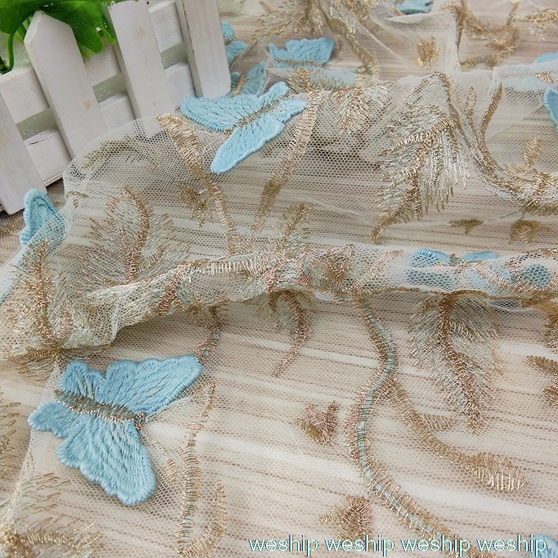 Кружевная ткань с вышивкой белая бабочка для свадебного платья аксессуары