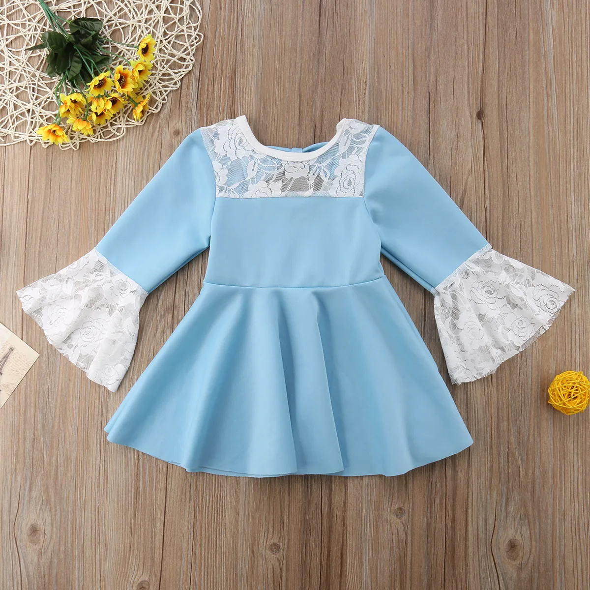 Fashion Lace Baby Girls Dress Long Sleeve Princess Ruffle Toddler Black Blue Girl Sundress Dresses Summer | Детская одежда и обувь