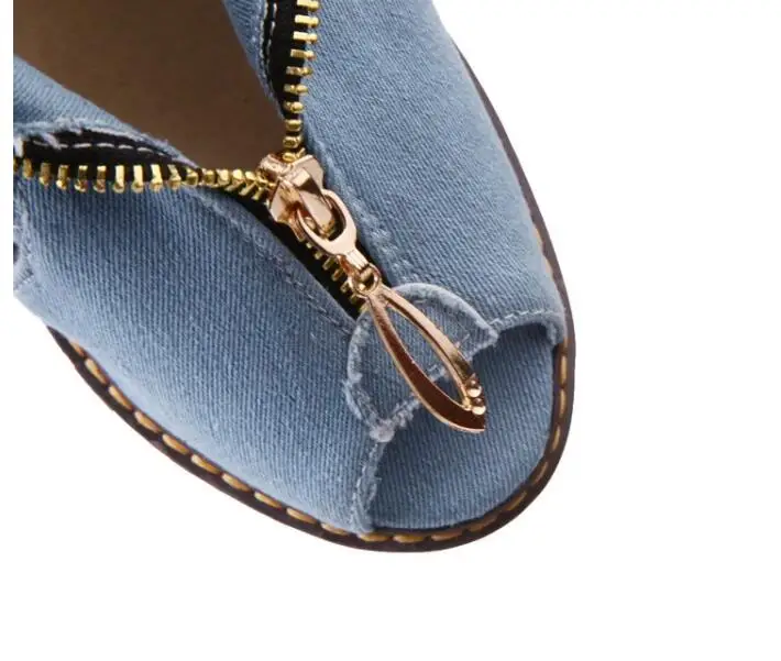 Новинка модные джинсы на молнии водонепроницаемые вьетнамки толстой подошве