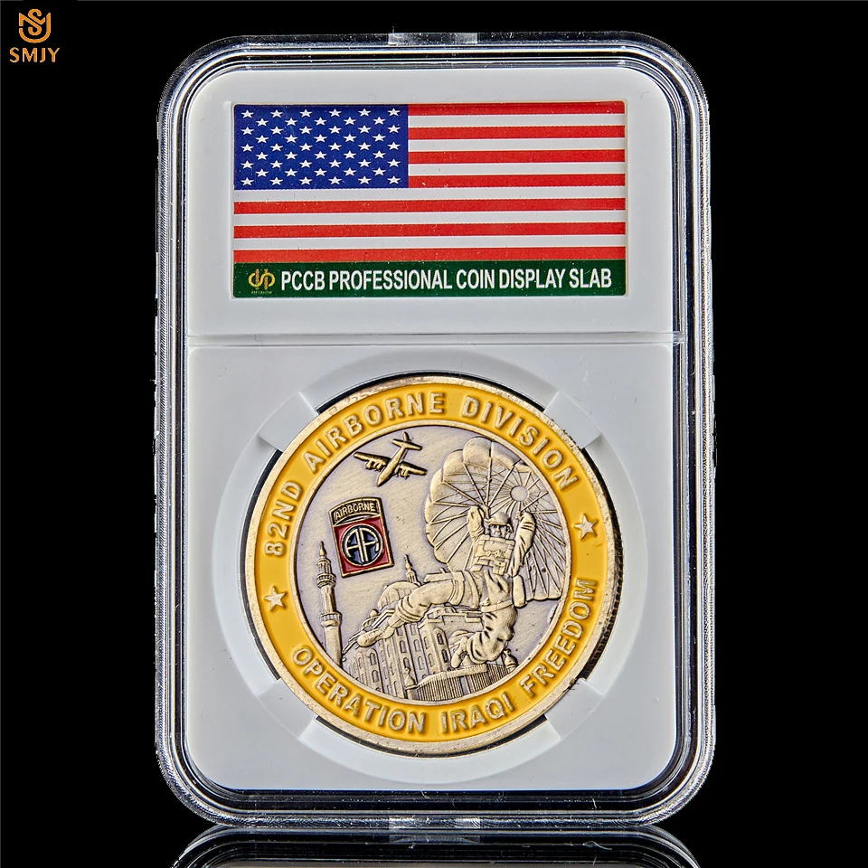 

2003 USA 82nd Airborne Division Saint George Operation Iraqi Freedom Military Bronze Token Challenge Coin Collection W/PCCB Box