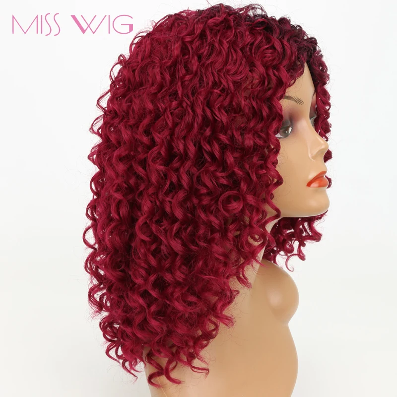 Miss wig 14Inchs красные курчавые кучерявые парики для черных женщин 250 г синтетические