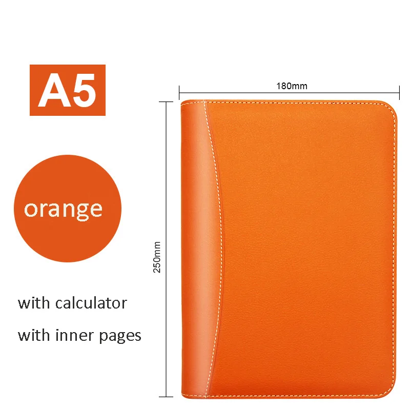 A5 orange A6, A5, B5, блокнот для путешествий из искусственной кожи, ежедневник, ежедневник, ежедневная заметка, блокнот, блокнот, на молнии, с 6 кольцами, в подарок, 1086B - Цвет: A5 orange