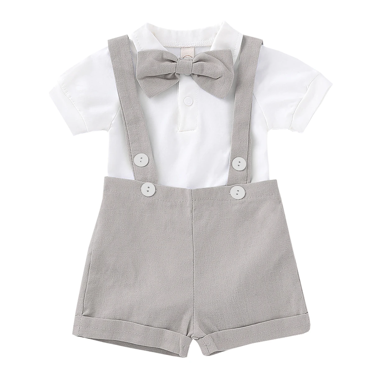 Летний деловой комбинезон из 2 предметов для маленьких мальчиков белая хлопковая