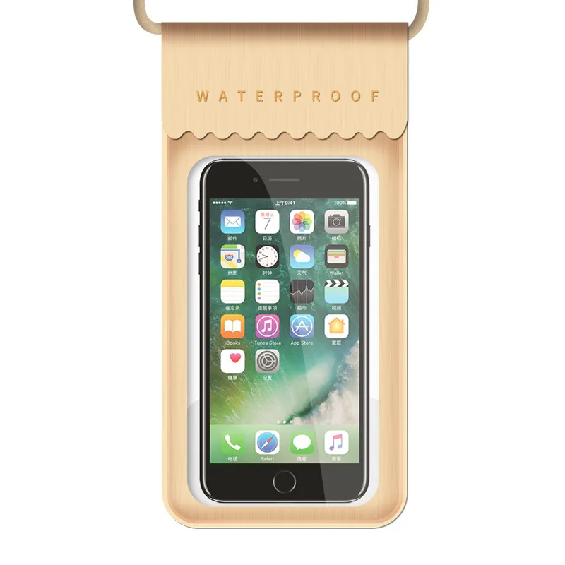 Golden 6 дюймов водонепроницаемая сумка для дайвинга Чехол для мобильного телефона подводный сухой Чехол для каноэ каяк рафтинг плавание дрейфующий пляж - Цвет: Golden