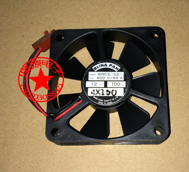 Вентилятор охлаждения ELINA 6015 HDF6015L-12LB-1 AP/N: 600-0193-A DC 12V 0.1A Вентилятор охлаждения 60X60X15MM