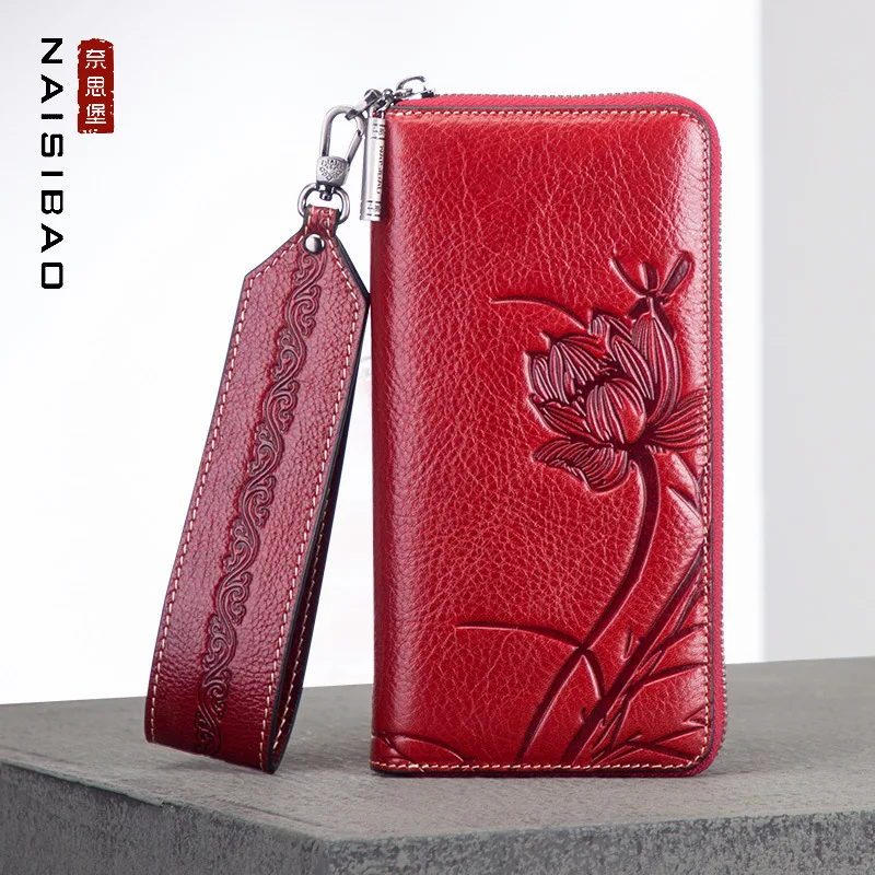 Новый женский кожаный бумажник на молнии из воловьей кожи широкий руки кантри