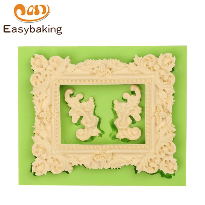 

Beautiful Rectangle Shaped Mini Leaves Frame Silicone Mold Fondant Cake Decoration 3D Mould Upper-end Product
