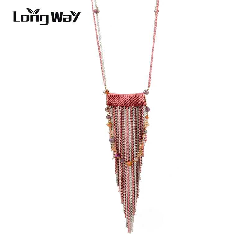 Женское колье из натурального камня LongWay Золотистое Ожерелье с бусинами для
