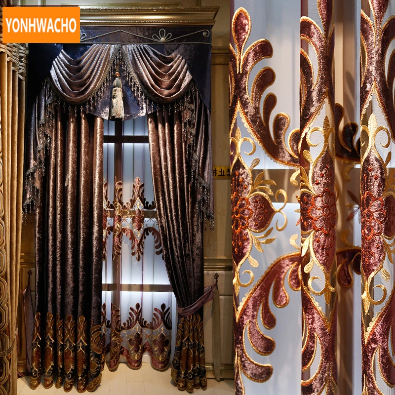 Занавески на заказ Роскошные итальянские фланелевые плотные кофейные бархатные