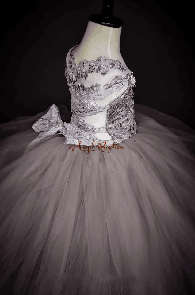 Роскошное серебристо-серое бальное платье принцессы Платья с цветочным узором