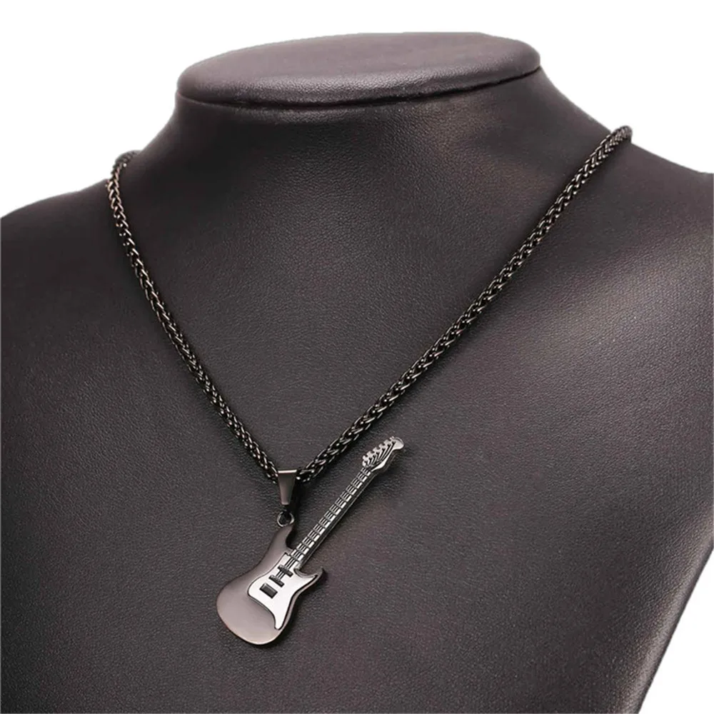 Гитарное ожерелье для мужчин ювелирные изделия ошейник золотого цвета черный