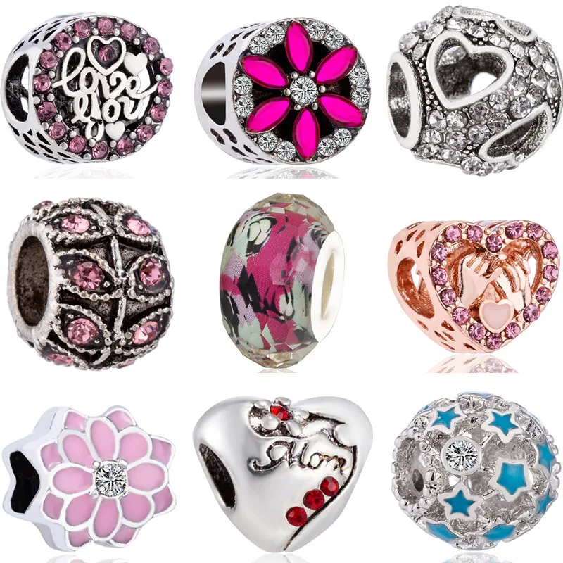 Простой стиль кристалл звезда цветок листья Любовь Сердце Минни DIY бусины