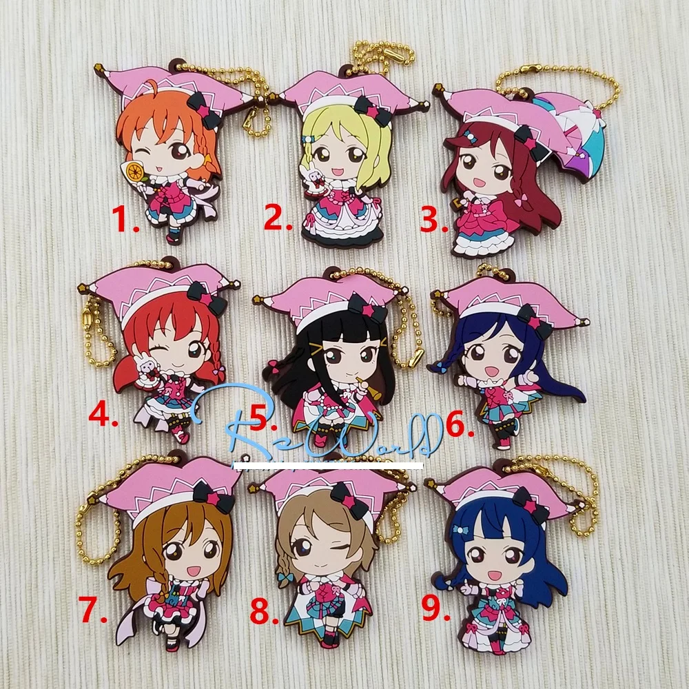 9 шт./лот брелок Нико Рин Umi Maki Chika Dia Riko Yoshi kc Kunikida кэнан Резиновый Ремешок/Подвеска
