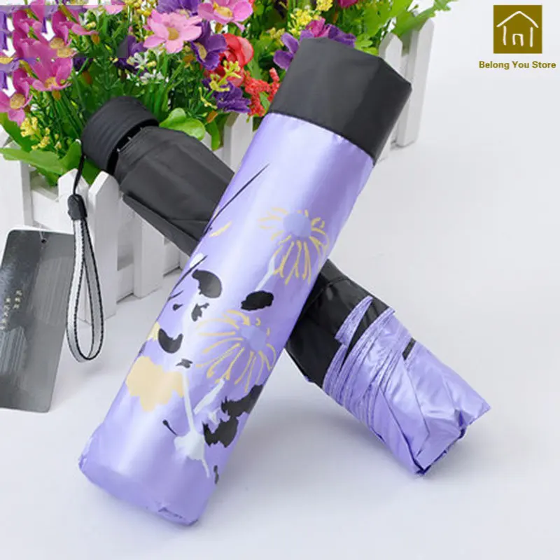 Purple Портативный мини карманный Прочный высококачественный цветной Солнечный зонт милый женский зонт от Дождя Складной Зонт принадлежности LKW124 - Цвет: Purple