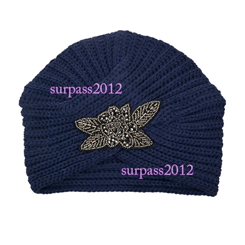 Шапка чалма с брошью. Зима - Цвет: Style 3 Navy