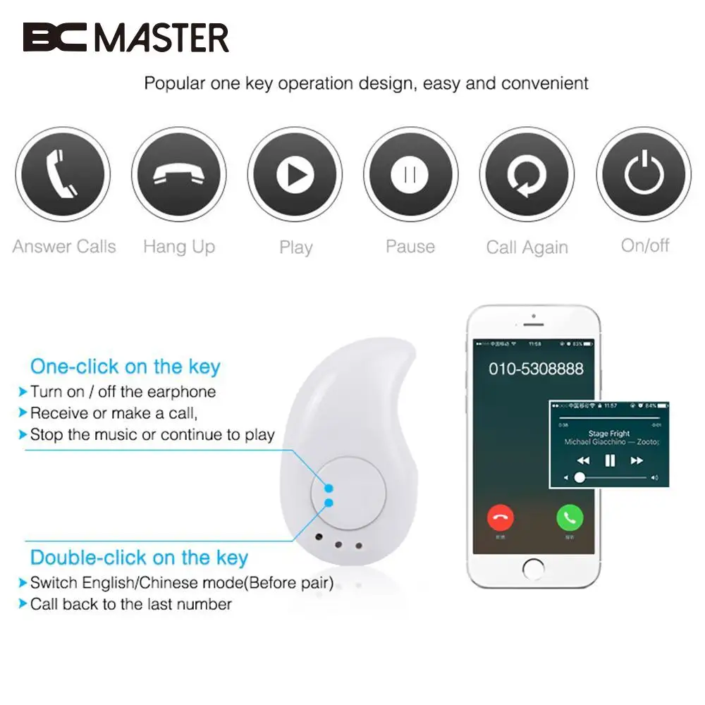 BCMaster Mini Bluetooth 4 1 Стерео Hearphone Музыкальная гарнитура Hifi наушники детский