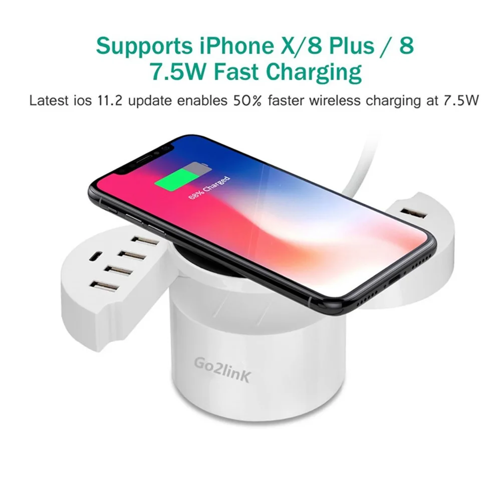 10 Смарт USB портов Type C зарядное устройство настольное домашнее Беспроводное для