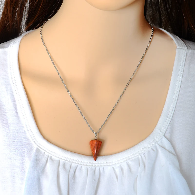 Горячая Распродажа треугольник Форма из натурального камня ожерелья для женщин