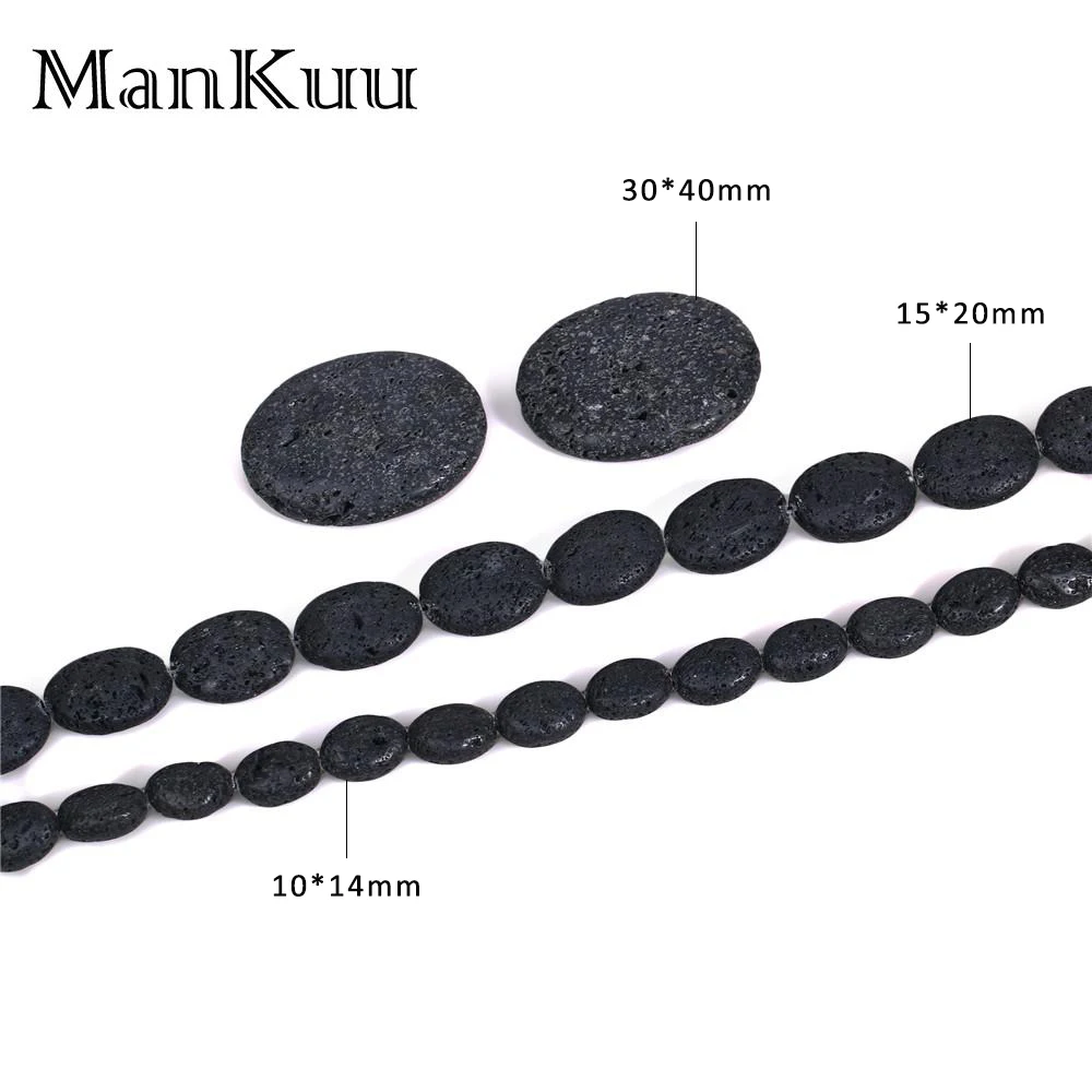 Овальные бусины из натурального лавового камня ManKuu 10*14 мм/15*20 мм/30*40 мм 5
