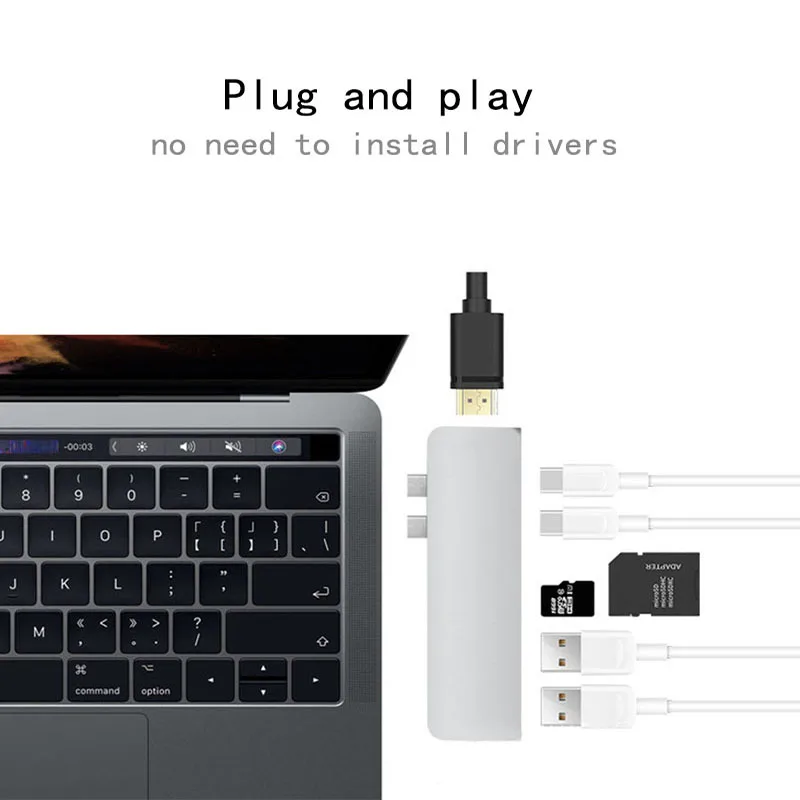 Док станция Fealushon с разъемом типа C HDMI USB хаб для ноутбука Macbook Pro HP DELL Surface Lenovo
