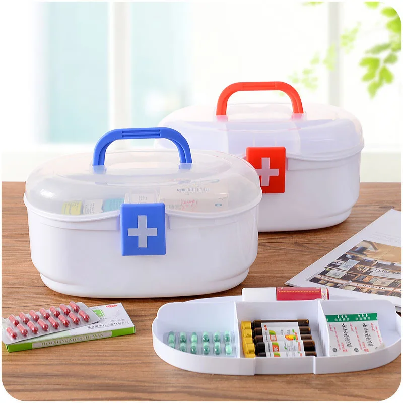 

2 Layer Household Medicine Box Multi-layer First Aid Kit Plastic Medication Storage Box For Drug Home Organizer