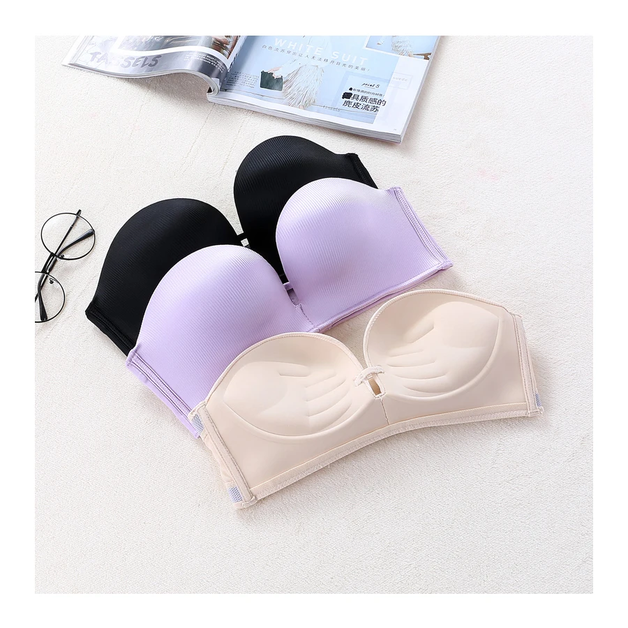 Sexy Invisible Bra Wireless Strapless Push Up brassier Half Cup bralette Wedding Party Underwear Women Non-slip Lingerie | Женская