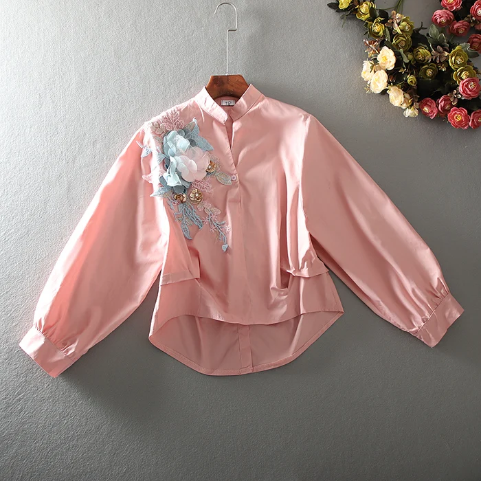 Женская винтажная рубашка с цветочной вышивкой повседневные свободные