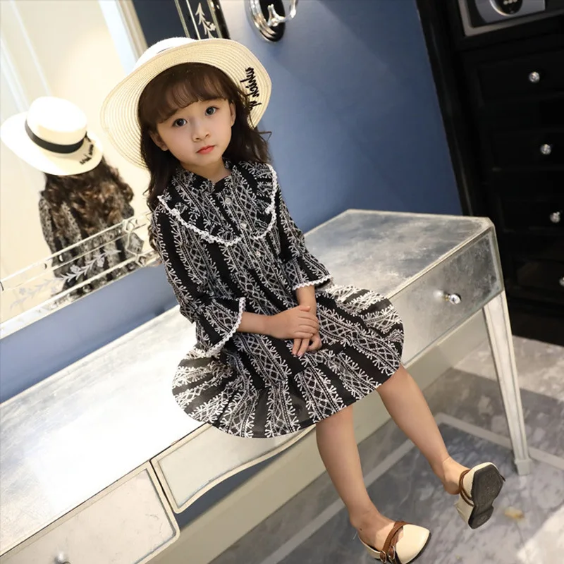 2018 Новая летняя одежда для детей платья корейский стиль черепаха шеи с
