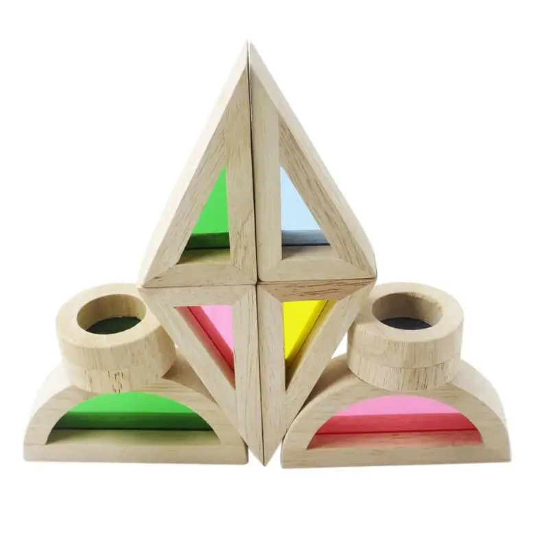 

24pcs Creative Acrylic Rainbow Educational Toy Tower Pile Children Kids Wooden Assemblage Building Block Rainbow Building Blocks