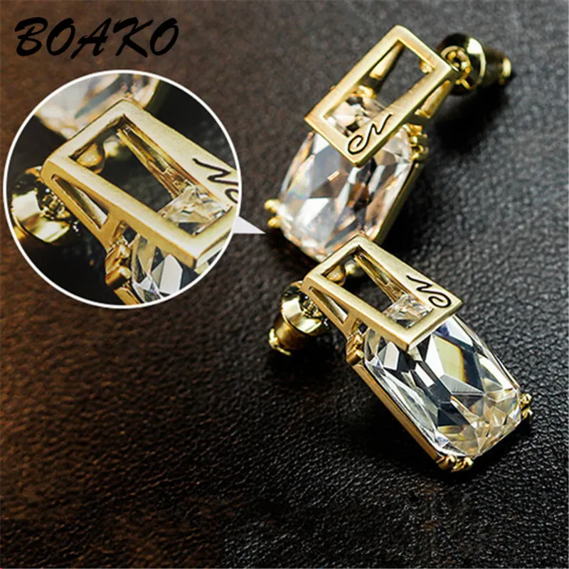 Женские Геометрические Квадратные серьги с кристаллом вечерние гвоздики