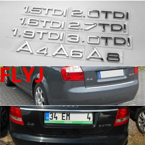 1 шт. хромированный серебристый ABS 9 TDI 2 0 7 A4 A6 A8 эмблема кузова автомобиля задний