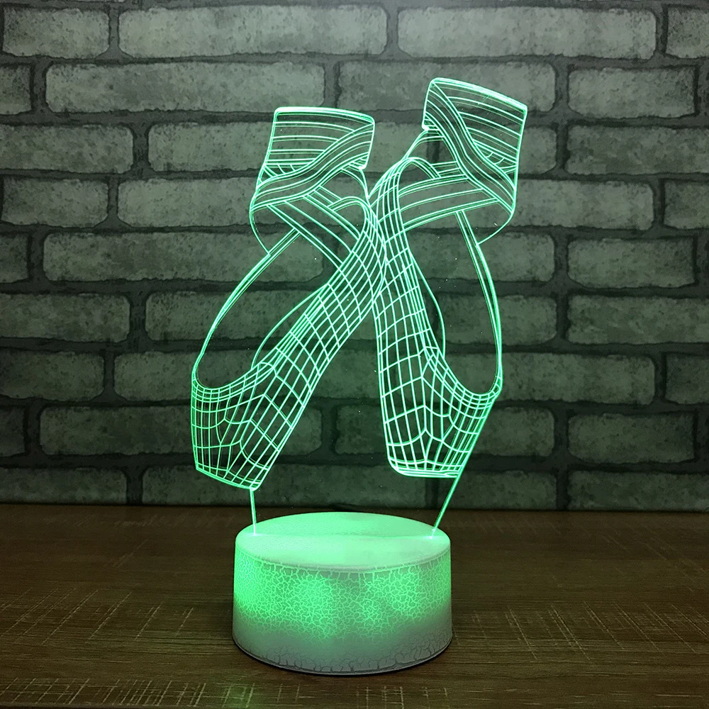 Интересный 3D светодиодный светильник 7 цветов меняющий цвет Usb балетная обувь