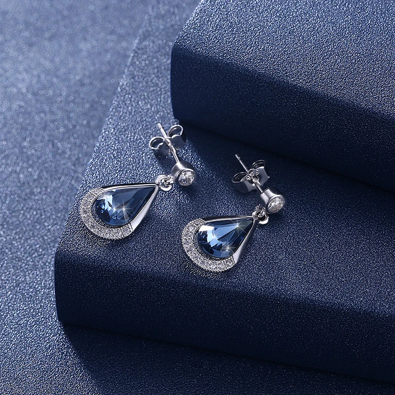 Серьги подвески женские из серебра 925 пробы с кристаллами SWAROVSKI|Серьги-подвески| |