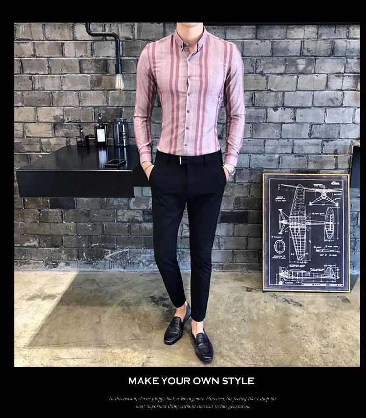 Мужская рубашка высокого качества Chemise Homme Осенняя Новая мужская рубашка с длинными рукавами приталенная мужская одежда деловые рубашки в повседневном стиле