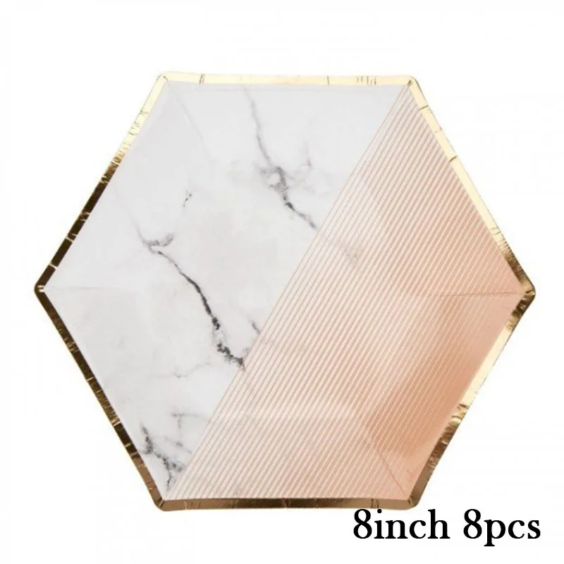 8pcs pink 8 plates Мятно-зеленый/розовый Фольга Золотой детский душ вечерние принадлежности для торта одноразовая посуда бумажные тарелки чашки для свадьбы подарки на крещение - Цвет: 8pcs pink 8 plates