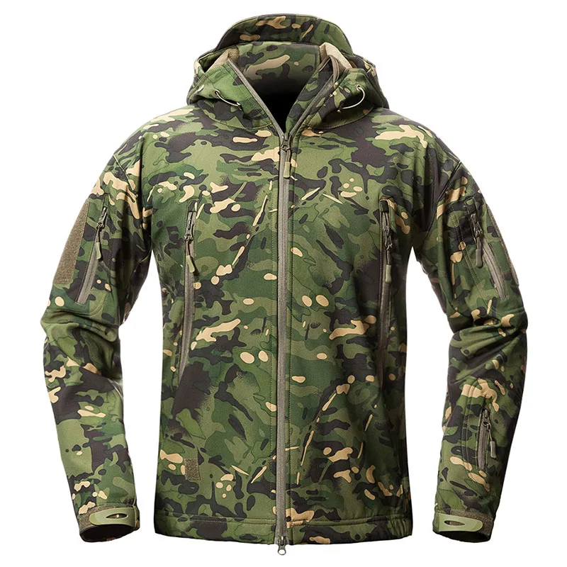 Green CP Refire gear Водонепроницаемая армейская тактическая куртка мужская камуфляжная военная куртка флисовая ветровка зимнее пальто с капюшоном одежда для охоты - Цвет: Green CP