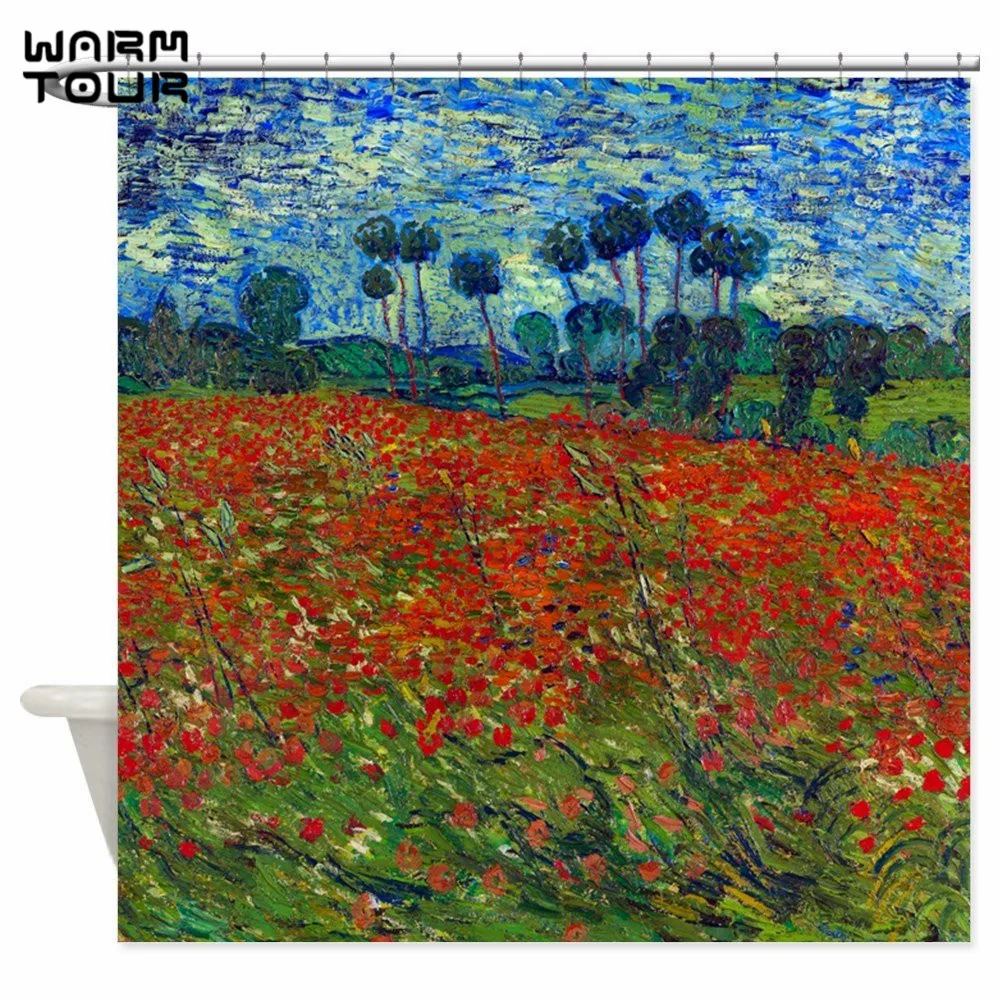 Декоративная занавеска для душа Van Gogh Poppy водонепроницаемая из полиэстера ванной