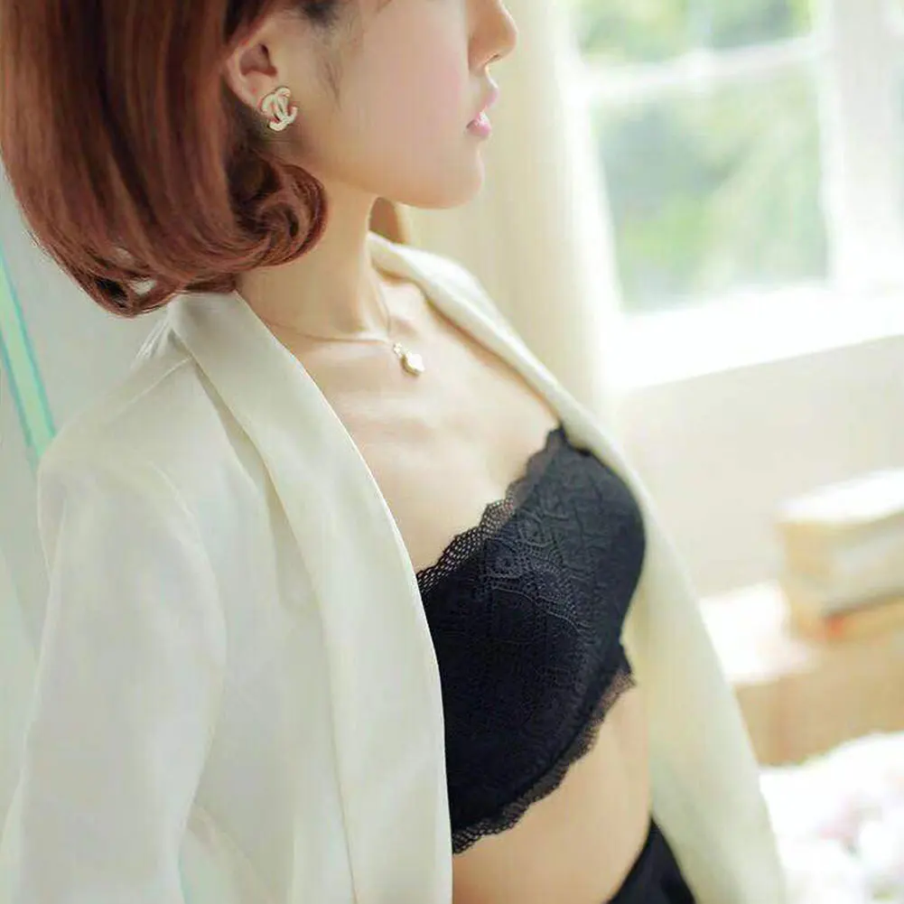 Женские бюстгальтеры с кружевами белые и черные однотонные 2019|Топы без бретелек|