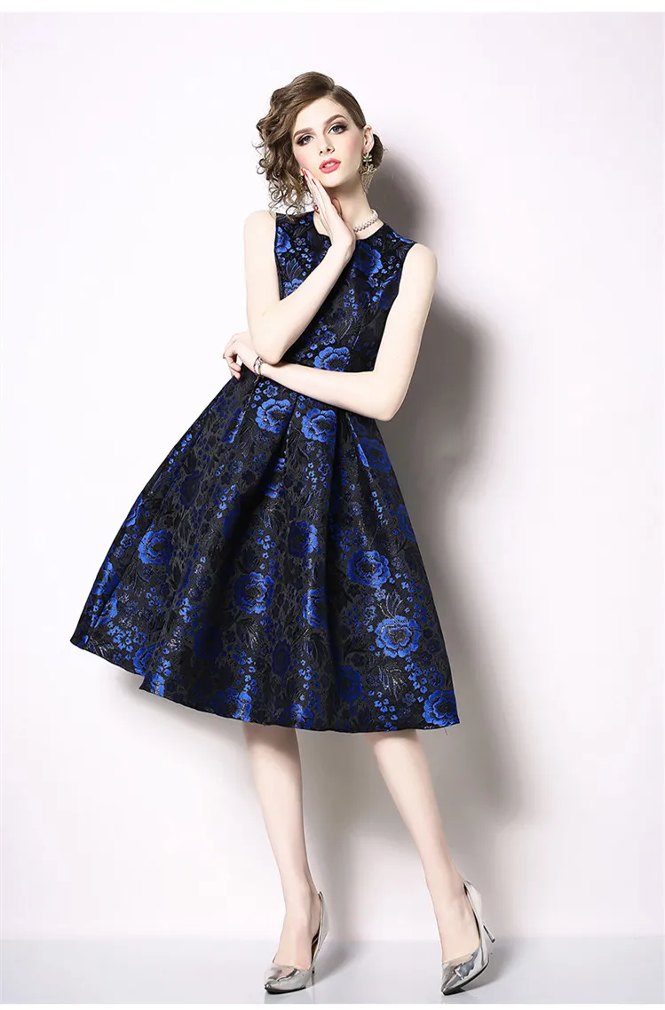 TESSCARA женское элегантное жаккардовое платье Festa Robe Femme Высокое качество модные дизайнерские женские офисные вечерние платья без рукавов Vestidos