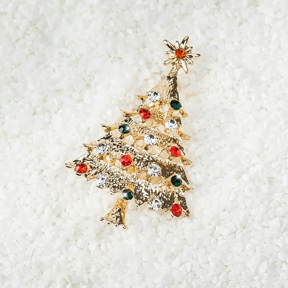 Модная женская эмалированная брошка в виде рождественской елки кристалла и
